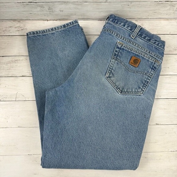 Carhartt Traditional Fit Mens 40x30 Jeans Workwear Work B18 Denim Worn‎ - Picture 1 of 14